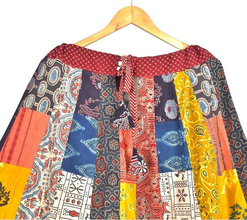 Boho Maxi Skirt for Women - Long Vintage Bohemian Patchwork Skirt, Hippie Style Summer Skirts Beach Dress, Ethnic Fashion Casual Outfit for Tropical Holiday Vacation, Block Printed Floral Maxi in Saudi Arabia