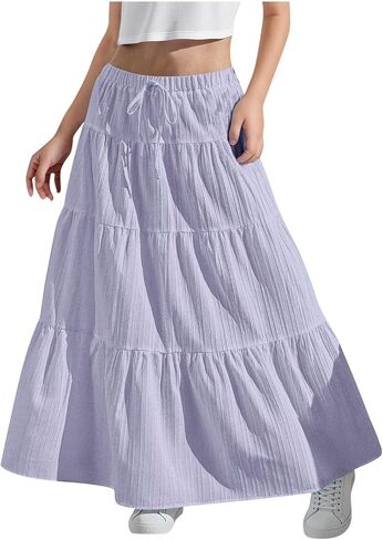 Girls Maxi Skirt Boho Casual Tiered High Waist A Line Flowy Long Skirt Kids Summer Swing Ankle Length Party Skirts in Kuwait
