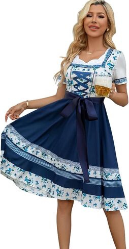 Populus Oktoberfest Dirndl Dress Costume for Women German Traditional Bavarian Printed Outfits in Saudi Arabia