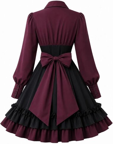 Gothic Lolita Dress, Victorian Style Mini Lace-Up A-Line Ruffle Dress for Halloween Cosplay in Kuwait