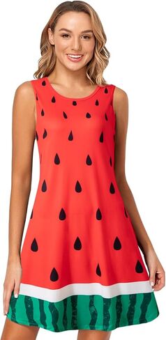 Auggle Women Watermelon Dress Sleeveless Fun Fruit Outfit in Saudi Arabia