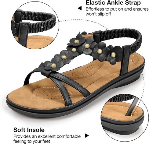 Dressy Flat Womens Sandals: Lightweight & Anti-slip for Outdoor Walking - Breathable & Cushioned Insole for All-Day Comfort in Summer in Saudi Arabia