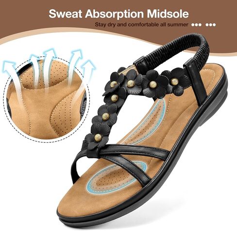 Dressy Flat Womens Sandals: Lightweight & Anti-slip for Outdoor Walking - Breathable & Cushioned Insole for All-Day Comfort in Summer in Saudi Arabia