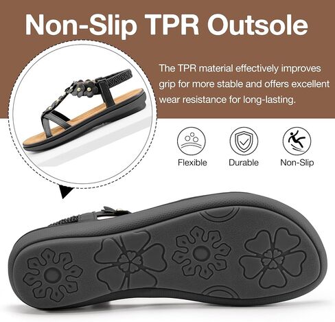 Dressy Flat Womens Sandals: Lightweight & Anti-slip for Outdoor Walking - Breathable & Cushioned Insole for All-Day Comfort in Summer in Saudi Arabia
