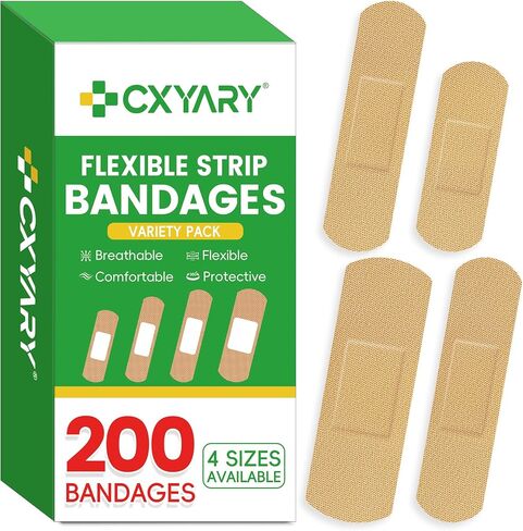 CXYARY Flexible Fabric Bandages Variety Pack 200 Pieces 4 Style,Fingertip Bandages Used for Emergency Treatment and Skin Wound Care,Butterfly,Knuckle & Finger Bandage,Latex Free in Saudi Arabia