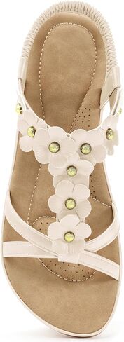 Dressy Flat Womens Sandals: Lightweight & Anti-slip for Outdoor Walking - Breathable & Cushioned Insole for All-Day Comfort in Summer in Saudi Arabia