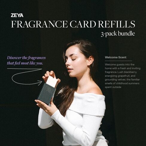 ZEYA - Welcome Fragrance Card Refills - for Portable Diffuser, BlackBerry Grapefruit Vetiver Scent for Home, Office & Car - 3 Pack in Kuwait