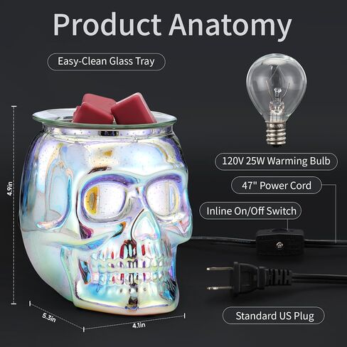 Skull Wax Melt Warmer Electric, Gothic Home Decor Night Light, Wax Burner for Scented Wax, Unique 3D Rainbow Skull Gifts in Saudi Arabia