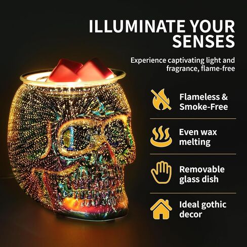 Skull Wax Melt Warmer Electric, Gothic Home Decor Night Light, Wax Burner for Scented Wax, Unique 3D Rainbow Skull Gifts in Saudi Arabia