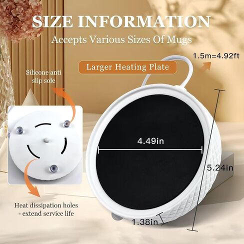 Candle Warmer Plate with Timer, Auto Shut Off Ceramic Electric Large Candle Wax Melt Warmer for Jar Candles, Mug Warmer for Coffee Cup Beverage Milk Tea for Home Office(White) in Saudi Arabia