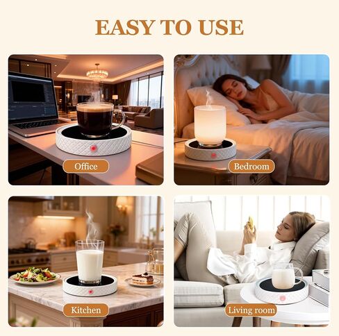Candle Warmer Plate with Timer, Auto Shut Off Ceramic Electric Large Candle Wax Melt Warmer for Jar Candles, Mug Warmer for Coffee Cup Beverage Milk Tea for Home Office(White) in Saudi Arabia