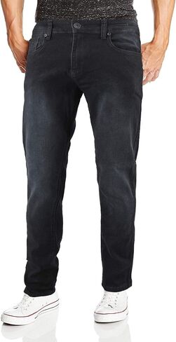 Men's Skinny Slim Fit Zip Fly Vintage Faded Wash Denim Jeans in Kuwait