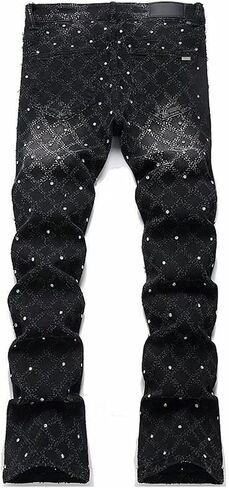 Mens Designer Jeans Vintage Skinny Rhinestone Bling Jeans Y2k Slim Fit Denim Pants Streetwear in Saudi Arabia