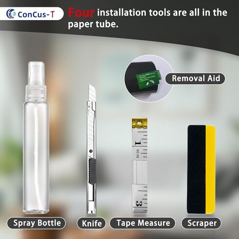 ConCus-T One Way Window Privacy Film with 4 Free Tools, Heat Control UV Blocking Window Tint for Home Static Cling Reflective Mirror Film, Black, 23.62" x 78.74" in Saudi Arabia