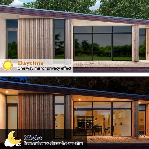 ConCus-T One Way Window Privacy Film with 4 Free Tools, Heat Control UV Blocking Window Tint for Home Static Cling Reflective Mirror Film, Black, 23.62" x 78.74" in Saudi Arabia