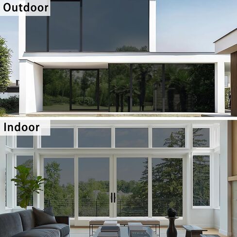 ConCus-T One Way Window Privacy Film with 4 Free Tools, Heat Control UV Blocking Window Tint for Home Static Cling Reflective Mirror Film, Black, 23.62" x 78.74" in Saudi Arabia