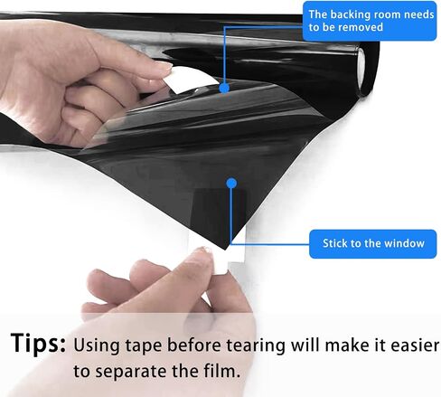ConCus-T One Way Window Privacy Film with 4 Free Tools, Heat Control UV Blocking Window Tint for Home Static Cling Reflective Mirror Film, Black, 23.62" x 78.74" in Saudi Arabia