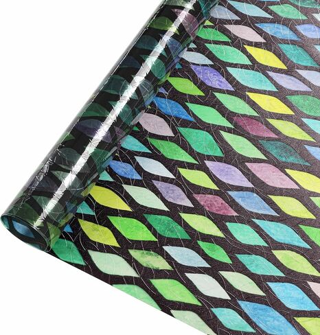 Stickyart Stained Glass Window Film Colorful Leaf Geometric Window Privacy Film Rainbow Decorative Lattice Static Cling Films 3D Windows Sticker Decal Sun Blocking for Bathroom Kitchen 17.5"x39.4" in Saudi Arabia