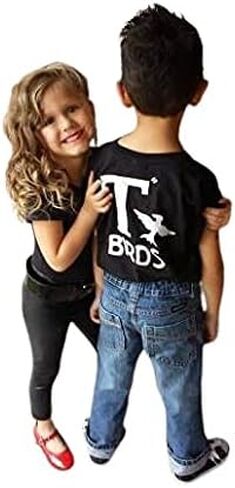 T Birds t-Shirt Child Boys Shirt Greaser Black Shirt Tshirt Black Lightning Rocker 1950s 50s Movie 18M to Youth XL Sock hop Dance Music in Saudi Arabia