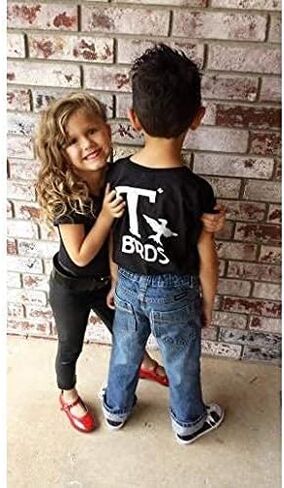 T Birds t-Shirt Child Boys Shirt Greaser Black Shirt Tshirt Black Lightning Rocker 1950s 50s Movie 18M to Youth XL Sock hop Dance Music in Saudi Arabia