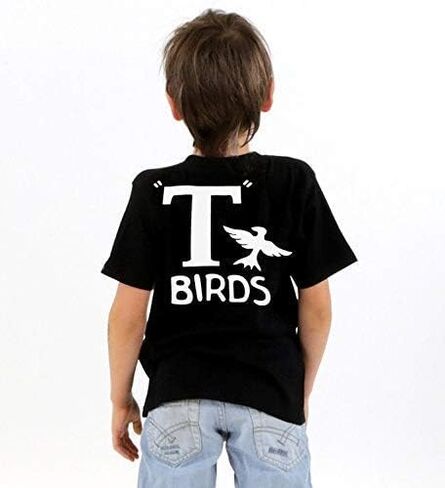 T Birds t-Shirt Child Boys Shirt Greaser Black Shirt Tshirt Black Lightning Rocker 1950s 50s Movie 18M to Youth XL Sock hop Dance Music in Saudi Arabia