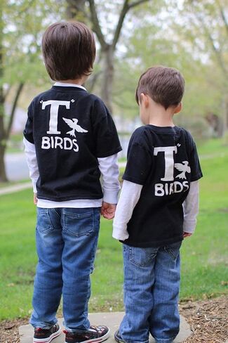 T Birds t-Shirt Child Boys Shirt Greaser Black Shirt Tshirt Black Lightning Rocker 1950s 50s Movie 18M to Youth XL Sock hop Dance Music in Saudi Arabia