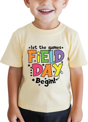 Boys Field Day Shirt for Kids Toddler Girls Colorful Field Day Prints T-Shirts Tops Graphic Tee Short Sleeve 2-8Y in Saudi Arabia
