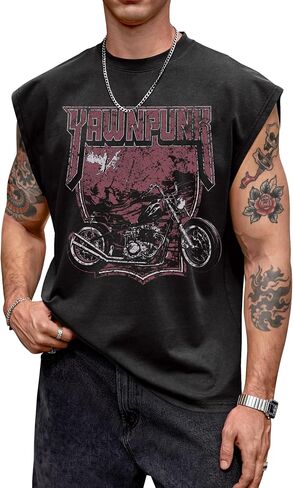 Mens Gothic Graphic Tank Tops Oversized Acid Wash Streetwear Sleeveless Shirts (S-XXL) in Saudi Arabia