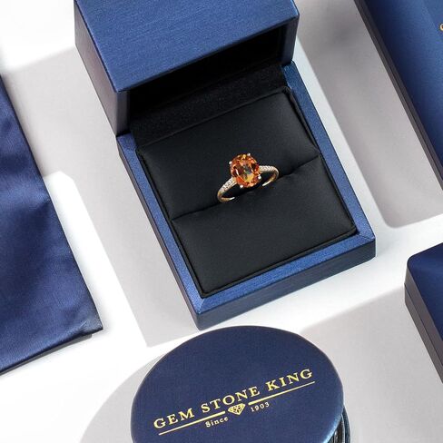 Gem Stone King 2-3 Cttw Oval Gemstone Birthstone and White Diamond Engagement Ring for Women | 10K Yellow Gold Ring For Women | Oval 10X8MM | Sizes 5 to 9 in Kuwait