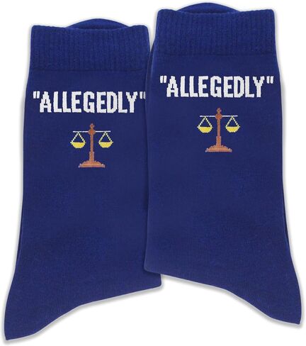 "Allegedly Legal Crew Socks - Justice Scale Socks for Lawyers, Legal Pros & Enthusiasts | Funny Law Gift.(102) in Saudi Arabia