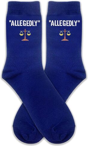 "Allegedly Legal Crew Socks - Justice Scale Socks for Lawyers, Legal Pros & Enthusiasts | Funny Law Gift.(102) in Saudi Arabia