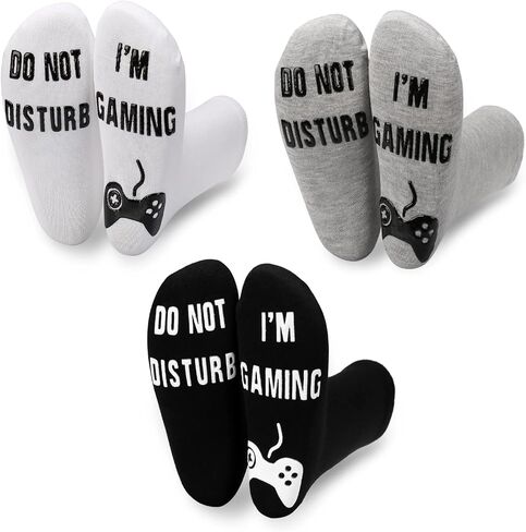 Do Not Disturb I'm Gaming Socks 3 Pairs Assort Mens Novelty Sock Gifts for Dad Young Teen in Saudi Arabia