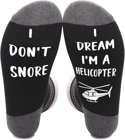 I Don’t Snore I Dream I’m A Helicopter Socks, Black Crew Socks for Men, Birthday Fathers Day Christmas Gifts for Men Dad Boyfriend Husband, Mens Gifts Ideas. (153) in Kuwait