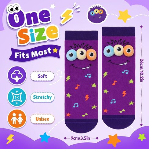 Crazy Socks for Kids 3D Eyes Monster Silly Wacky Socks for Boys Girls Funny Birthday Christmas Gift in Saudi Arabia