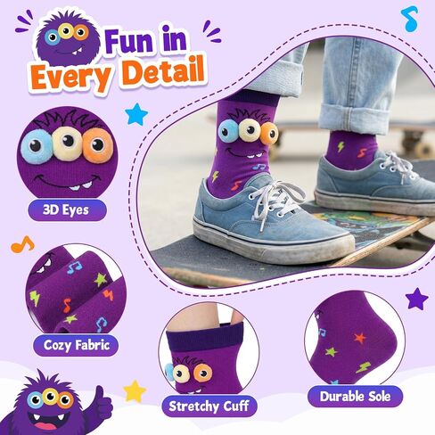 Crazy Socks for Kids 3D Eyes Monster Silly Wacky Socks for Boys Girls Funny Birthday Christmas Gift in Saudi Arabia