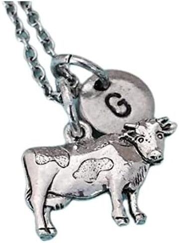 Cow necklace, cow charm, animal necklace, farm animal, personalized necklace, initial necklace, monogram, initial charm in Kuwait