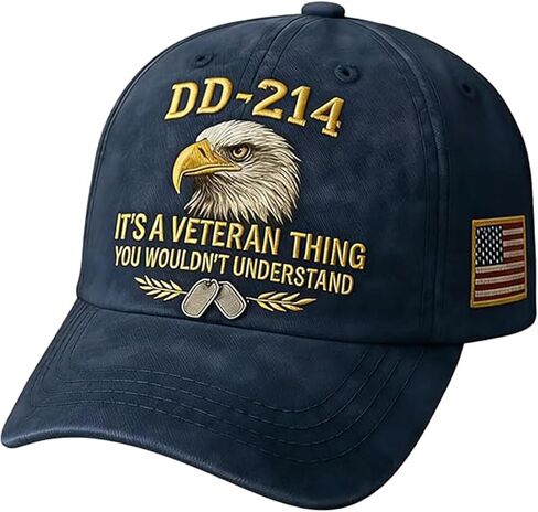 DD-214 Army Veteran Hat, DD214 Hats for Men - Adjustable Embroidered Eagle Patriotic Hat, Ideal Gift for Veterans & Soldiers in Saudi Arabia