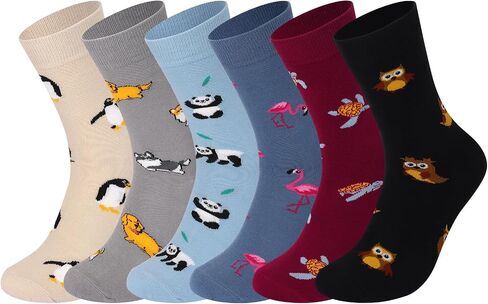 6 Pairs Fun Animal Socks for Men Crazy Cartoon Graphic Socks with Novelty Animal Print in Saudi Arabia