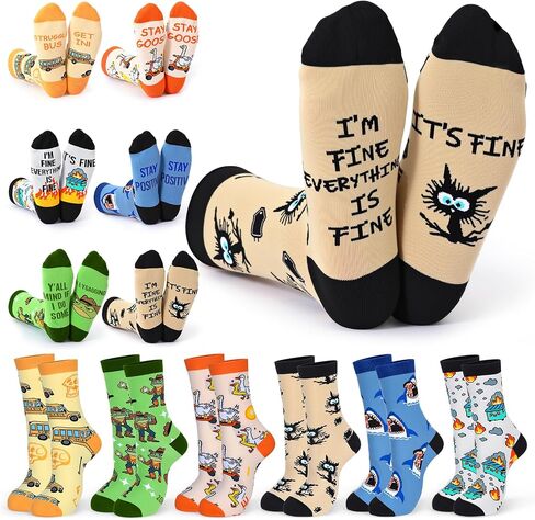 Glitopper 6 Pairs Funny Socks Teacher Appreciation Gift Novelty Mother Nurse Socks for Men Women Teens Dad Birthday Gift in Kuwait