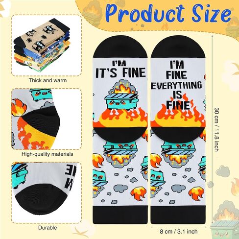 Glitopper 6 Pairs Funny Socks Teacher Appreciation Gift Novelty Mother Nurse Socks for Men Women Teens Dad Birthday Gift in Kuwait