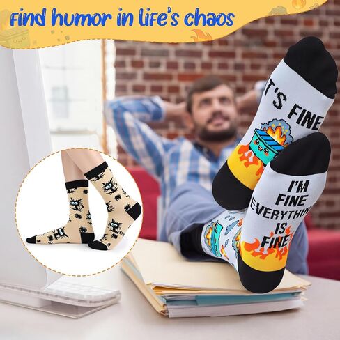 Glitopper 6 Pairs Funny Socks Teacher Appreciation Gift Novelty Mother Nurse Socks for Men Women Teens Dad Birthday Gift in Kuwait