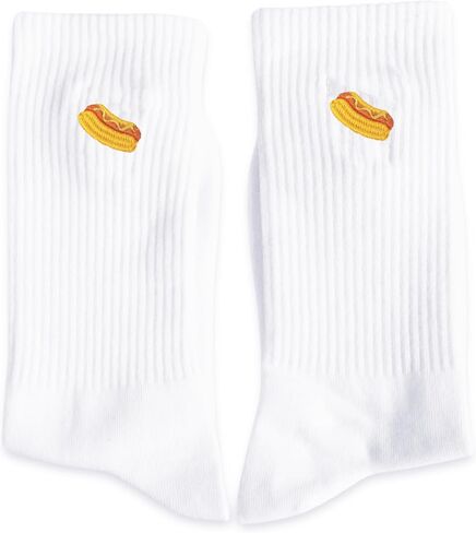 Crew Socks for Women, Hot Dog Baseball Embroidered Cotton Socks, Funny Gifts for Men, Birthday Gifts (015) in Kuwait