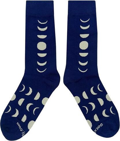 Moon Cycle Dress Socks Funny Novelty Crazy Fun Design Men Size 8-12 Cotton Casual Crew Colorful Funky Fancy Socks Gift for Men in Kuwait