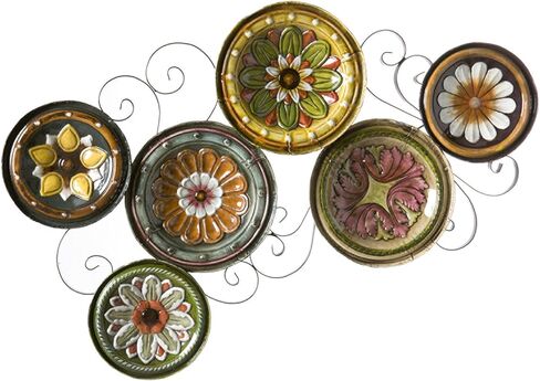 SEI Furniture - Marinci Scattered Italian Plates Wall Art - Transitional Design, Multi Metal - Fully Assembled - Ideal for Living Room, Bedroom (WS9435) in Saudi Arabia