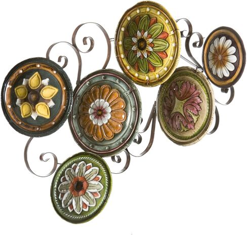 SEI Furniture - Marinci Scattered Italian Plates Wall Art - Transitional Design, Multi Metal - Fully Assembled - Ideal for Living Room, Bedroom (WS9435) in Saudi Arabia