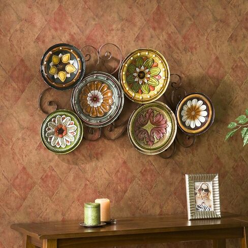 SEI Furniture - Marinci Scattered Italian Plates Wall Art - Transitional Design, Multi Metal - Fully Assembled - Ideal for Living Room, Bedroom (WS9435) in Saudi Arabia
