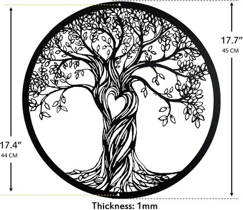 Acopelo Metal Wall Decor, Tree Art Wall Sculpture, Metal Wall Art Hanging for Living Room Bedroom Indoor Outdoor, Laser Cut Rustic Black Tree of Life （Black） (Big) in Saudi Arabia