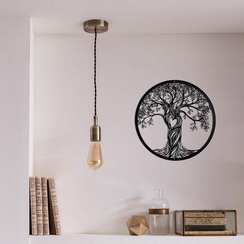 Acopelo Metal Wall Decor, Tree Art Wall Sculpture, Metal Wall Art Hanging for Living Room Bedroom Indoor Outdoor, Laser Cut Rustic Black Tree of Life （Black） (Big) in Saudi Arabia
