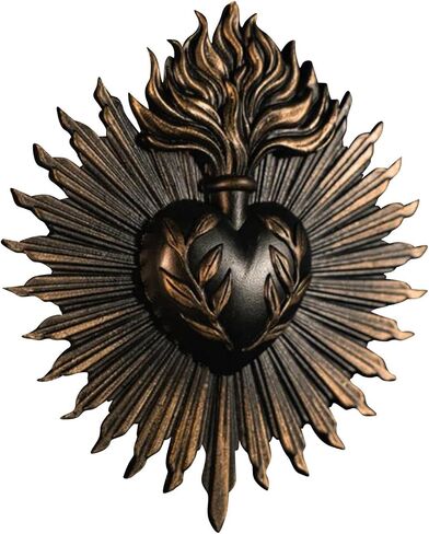 MagiDeal Sacred Hearts Wall Plaque,Sacrament Ornament,Art Home Gothic Statue Wall Hanging Sculpture for Hotel Porch Entrance Household, Black in Saudi Arabia