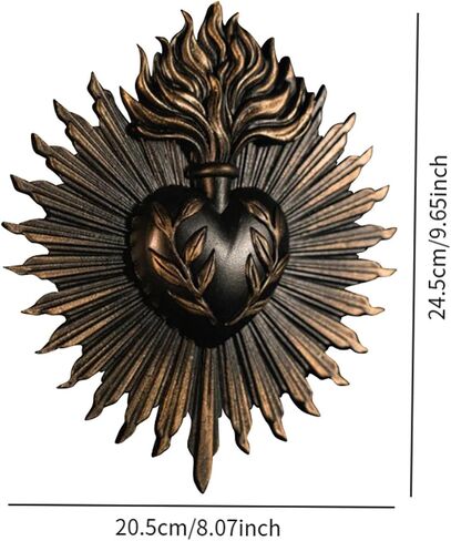 MagiDeal Sacred Hearts Wall Plaque,Sacrament Ornament,Art Home Gothic Statue Wall Hanging Sculpture for Hotel Porch Entrance Household, Black in Saudi Arabia